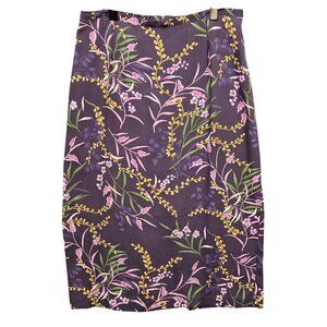 Vintage 90s Purple Floral Pencil Skirt Cottage Whimsical Plus Size 20W Elastic W
